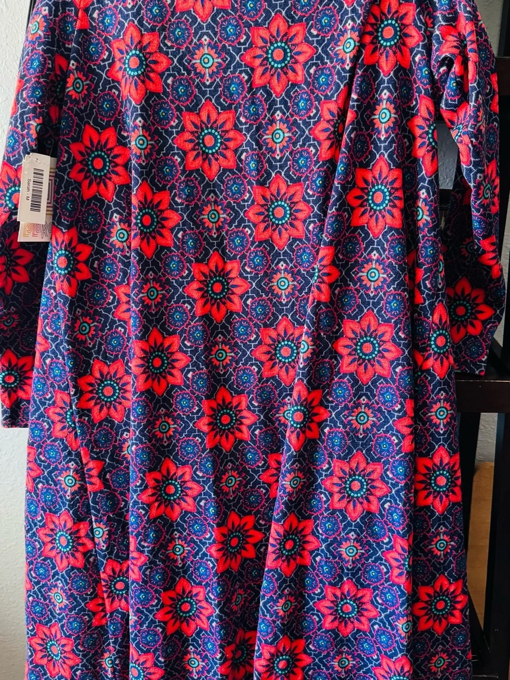 LuLaRoe Floral Open-Front Cardigan in Red & Blue